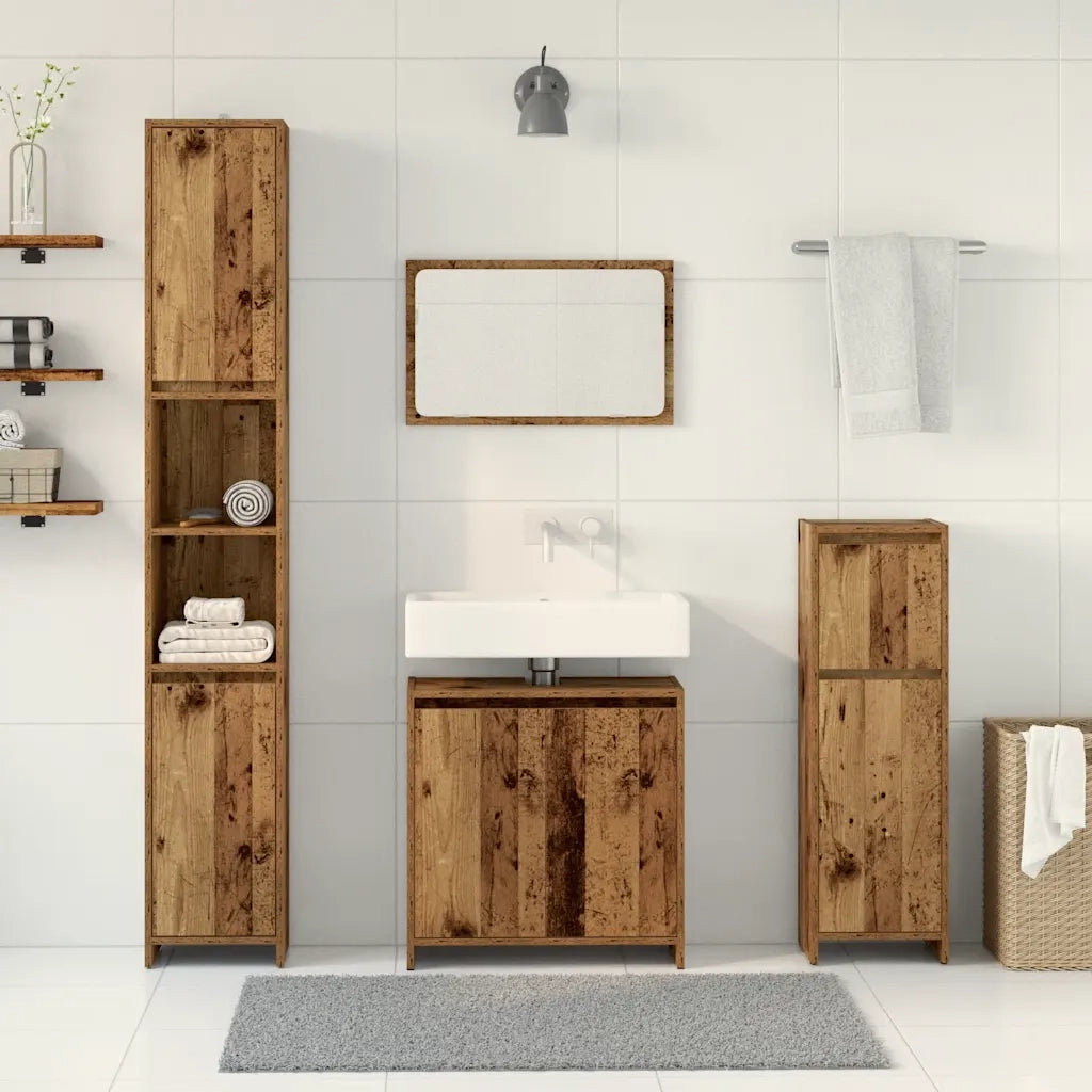 Set Mobili da Bagno 4 pz Legno Antico in Legno Multistrato 3328555