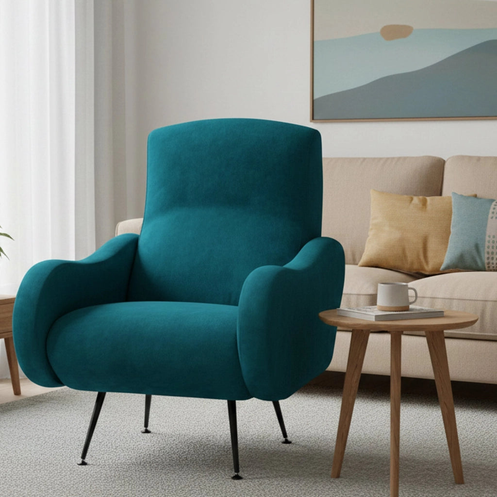 Poltroncina Lasnigo, Poltrona Braccioli Made in Italy, 70x100x98h cm Azzurro