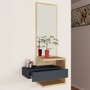 Equense, Mobile da Ingresso Specchio Incluso, 49x31x90h cm Marrone Rovere
