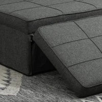 Poltrona Letto 4 in 1 con Schienale Regolabile e Cuscino in Tessuto Effetto Lino, 95x179x78 cm, Grigio