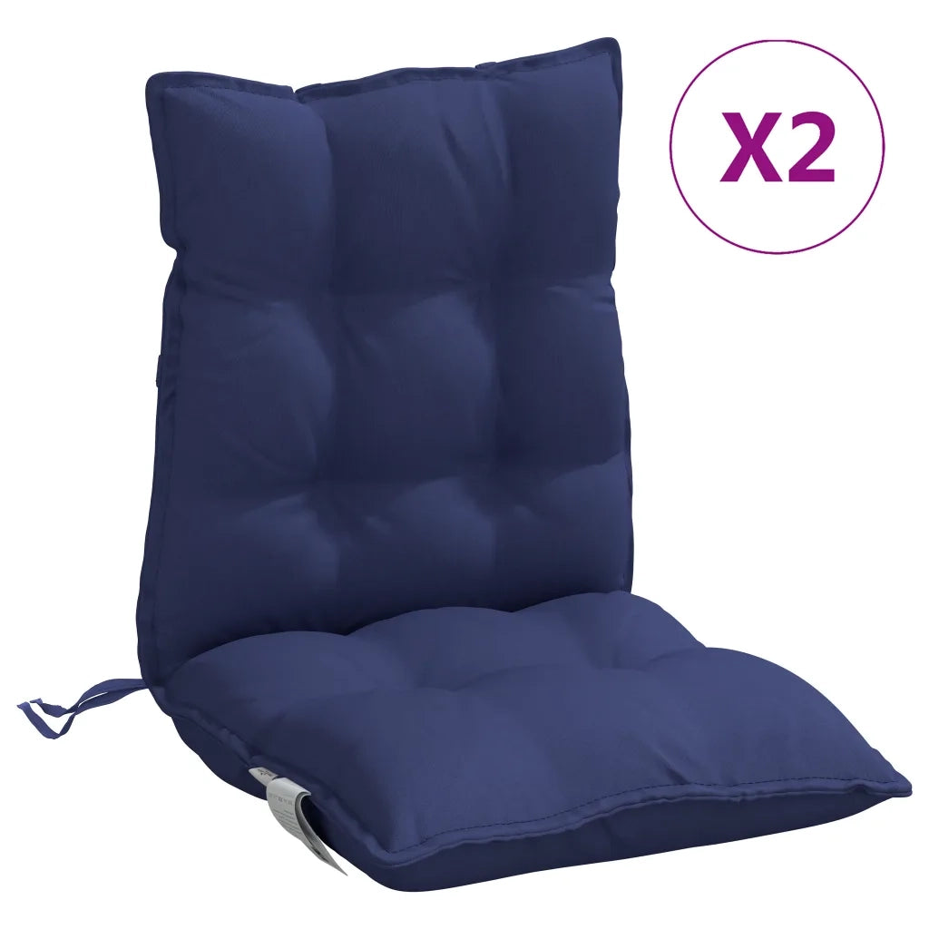 Cuscini Sedia Schienale Basso 2 pz Blu Marino in Tessuto Oxford 377737