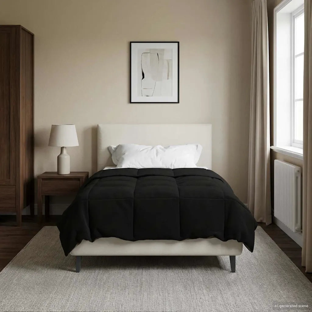 Piumone | Duvet Estivo Trapuntato Nero 140 x 200 cm Microfibra