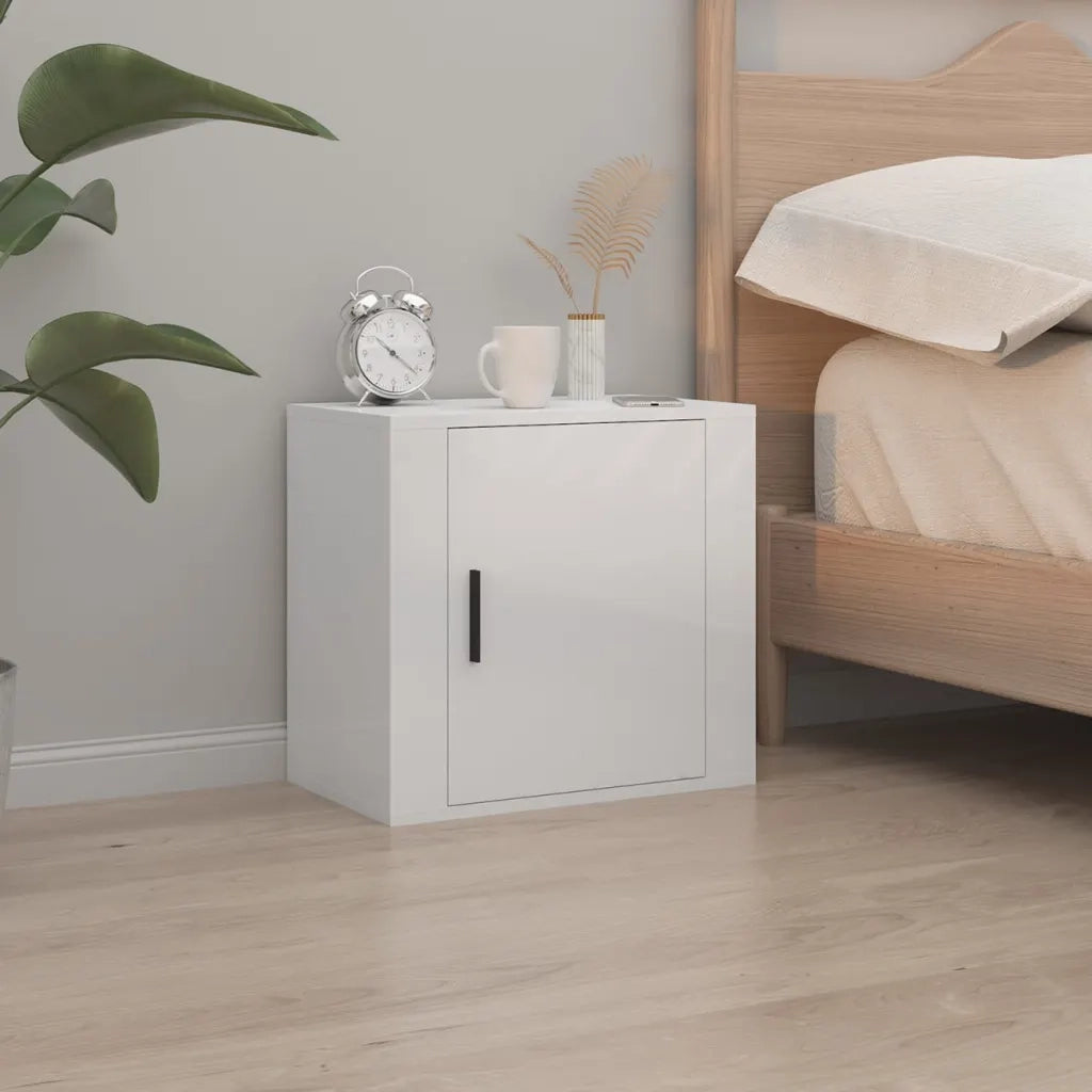 Comodini a Muro 2 pz Bianco Lucido 50x30x47 cm 816869