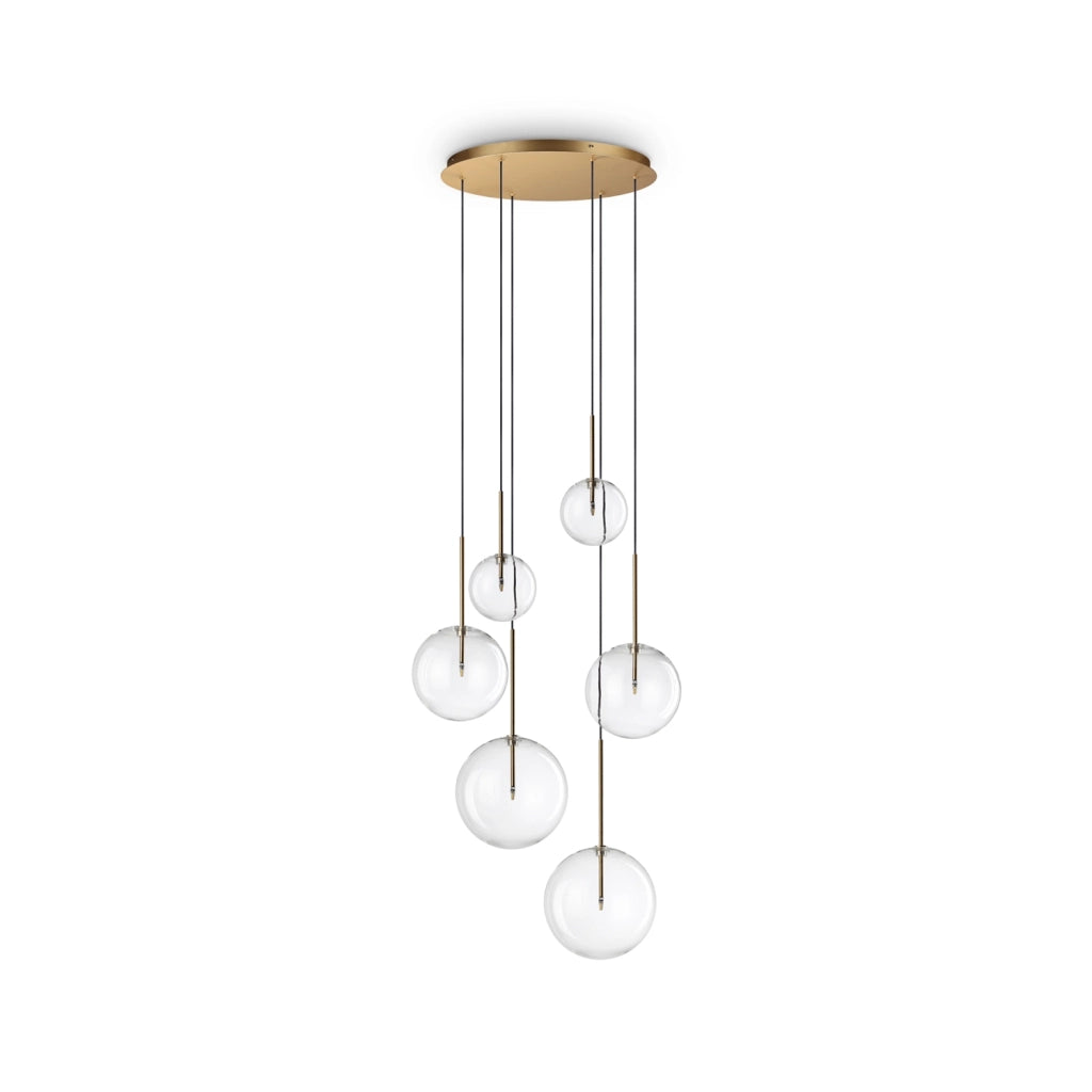 Lampadario A Sospensione Moderno Equinoxe Metallo Ottone 6 Luci G4 2W Ip20