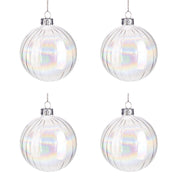 Palle di Natale in Vetro Trasparente Bolla Iridescente Addobbi Natalizi Albero Diametro: 80 mm