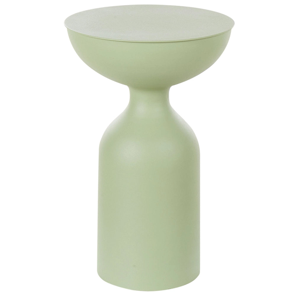 Set di 2 tavolini moderni in ferro opaco verniciato a polvere verde forma ovale soggiorno camera da letto moderna