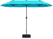 Ombrellone da Giardino Doppio 396x201cm, Ombrellone Rettangolare con Manovella e Base, Ombrellone da Balcone Grande Impermeabile, Ombrellone da Patio per Piscina, Terrazzo, Cortile