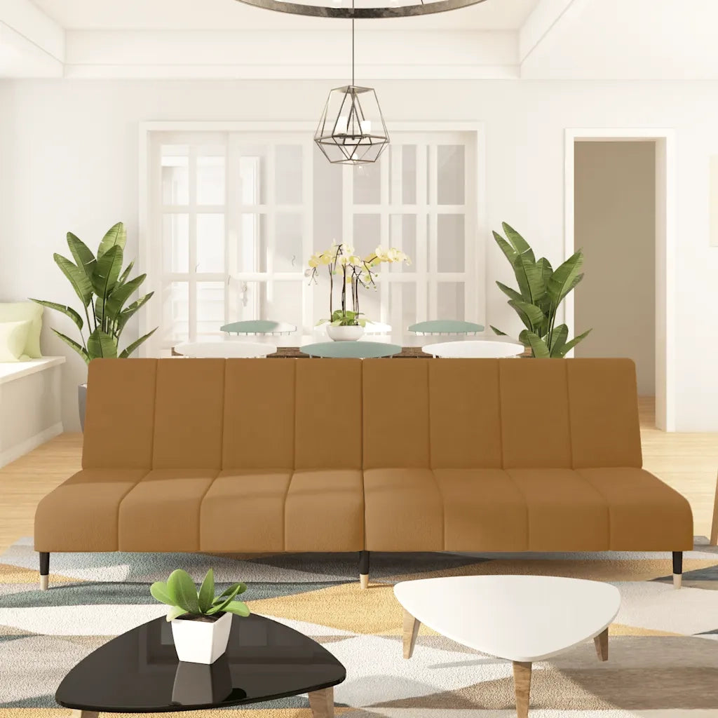 Divano Letto a 2 Posti-Sofa Letto 2 Posti-Daybed Marrone in Velluto 634036