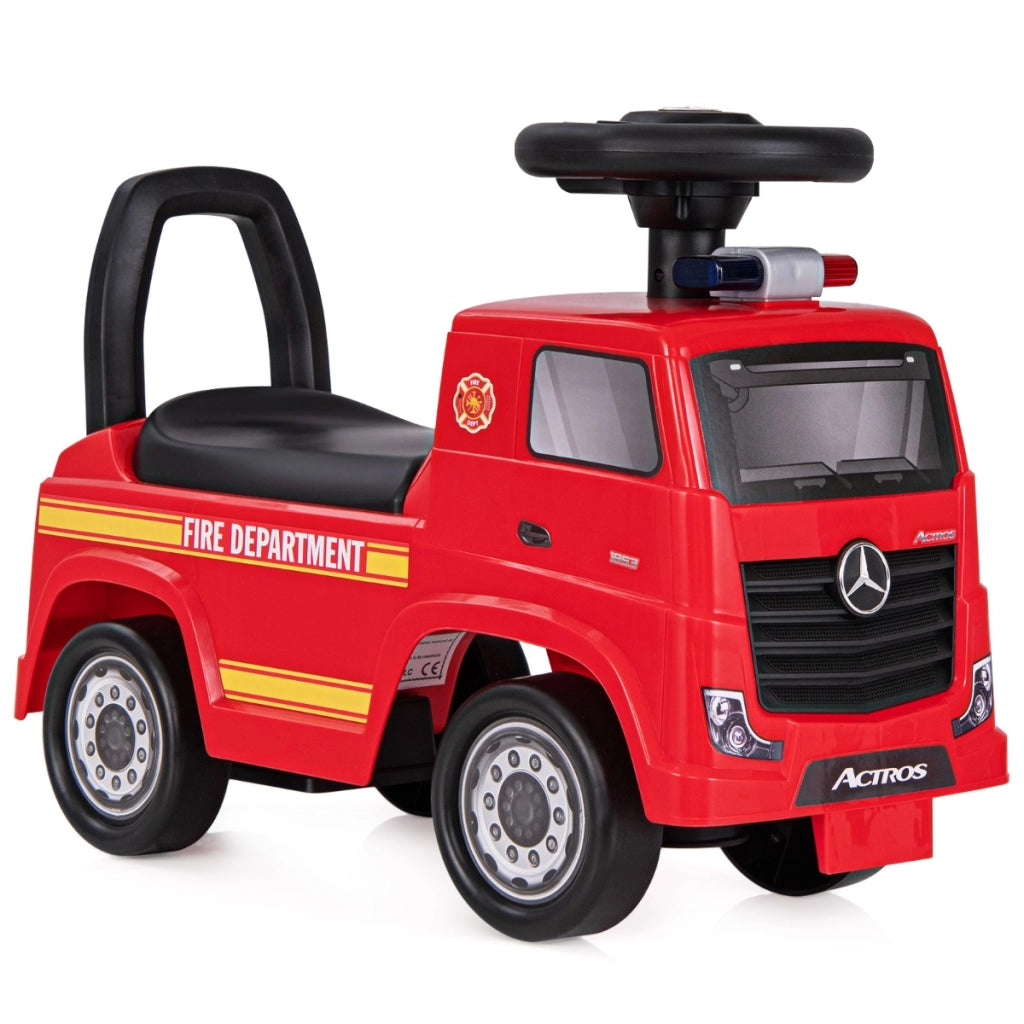Camioncino a pedali per bambini 2 anni + con musica e clacson, Giocattolo seduto e scivolato con volante Rosso-Macchinine giocattoli