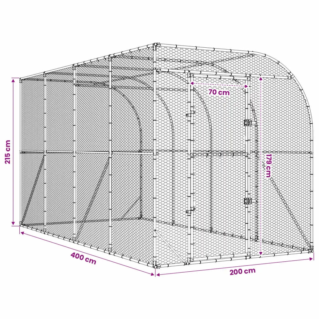 Gabbia per Polli Contro il Muro Argento 600 x 150 x 215 cm 3434731