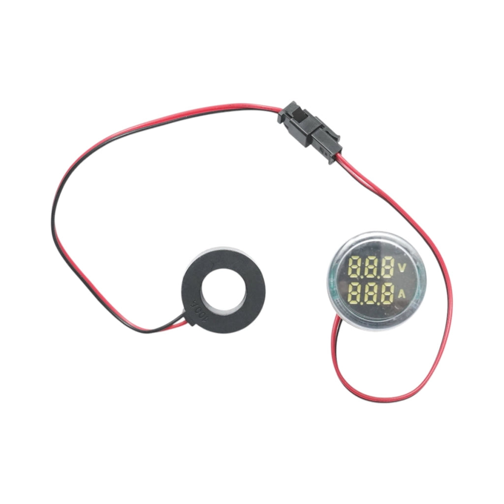 Indicatore digitale amperometro e voltmetro LED bianco 0-100A/50-500V AC Ø 22mm Breckner Germany