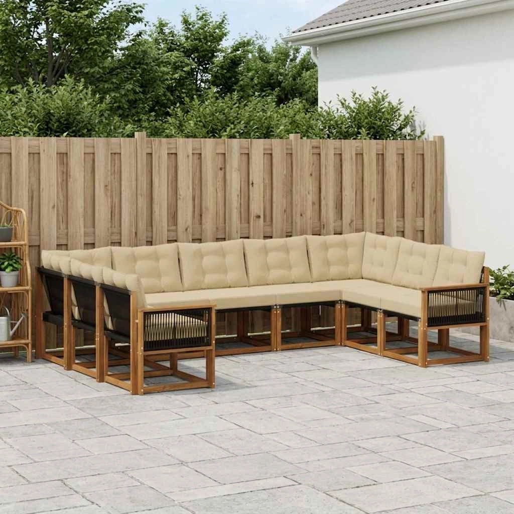 Set di divani da esterno 9 pz Naturale e Beige 3382209
