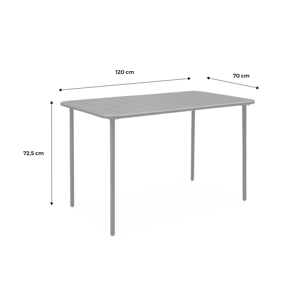 Tavolo da giardino in acciaio, 4 posti, 120cm, antracite