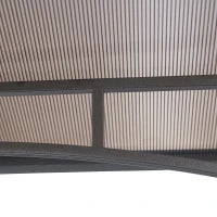 Gazebo da Giardino per Barbecue, Doppio Tetto Anti-UV e Struttura in Acciaio con Mensole, 240x150x250cm, Nero