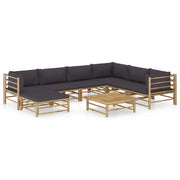 Set Divani da Giardino 8 pz con Cuscini Grigio Scuro in BambÃ¹ cod mxl 44424