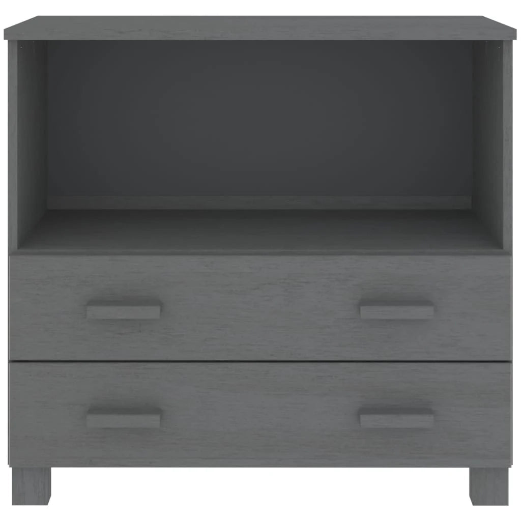 Buffet credenza cassettiera armadio mobile contenitore organizer cucina soggiorno scuro 85 x 35 x 80 cm legno massello di pino grigio 02_0032169