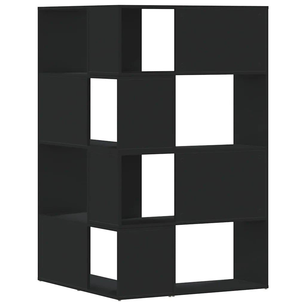 Libreria Angolare 4 Ripiani-Scaffale per Libri-Mobile di Stoccaggio Nera 85x85x140 cm Legno Multistrato