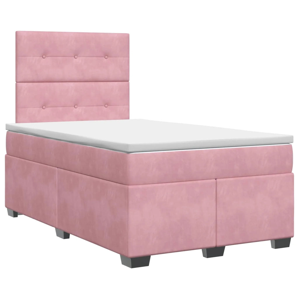 Letto box spring con materasso Rosa 120 x 200 cm Velluto 3453625