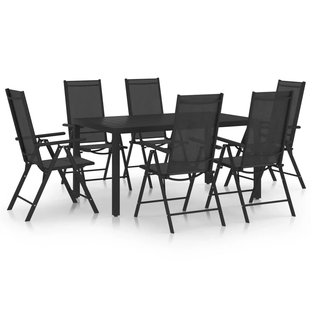 Set Mobili da Pranzo da Giardino 7 pz in Alluminio Nero cod mxl 69800