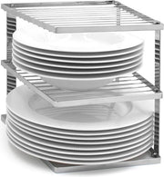 Organizzatore di piatti senza rotelle per ripostiglio in armadi cucina - Pannello di organizzazione per angoli 25x25x19cm Argento - Organizzatore di ripostiglio per piatti