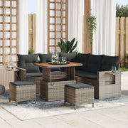 Set SofÃ  Giardino 8 Pezzi con Cuscini Grigio Polyrattan Acacia