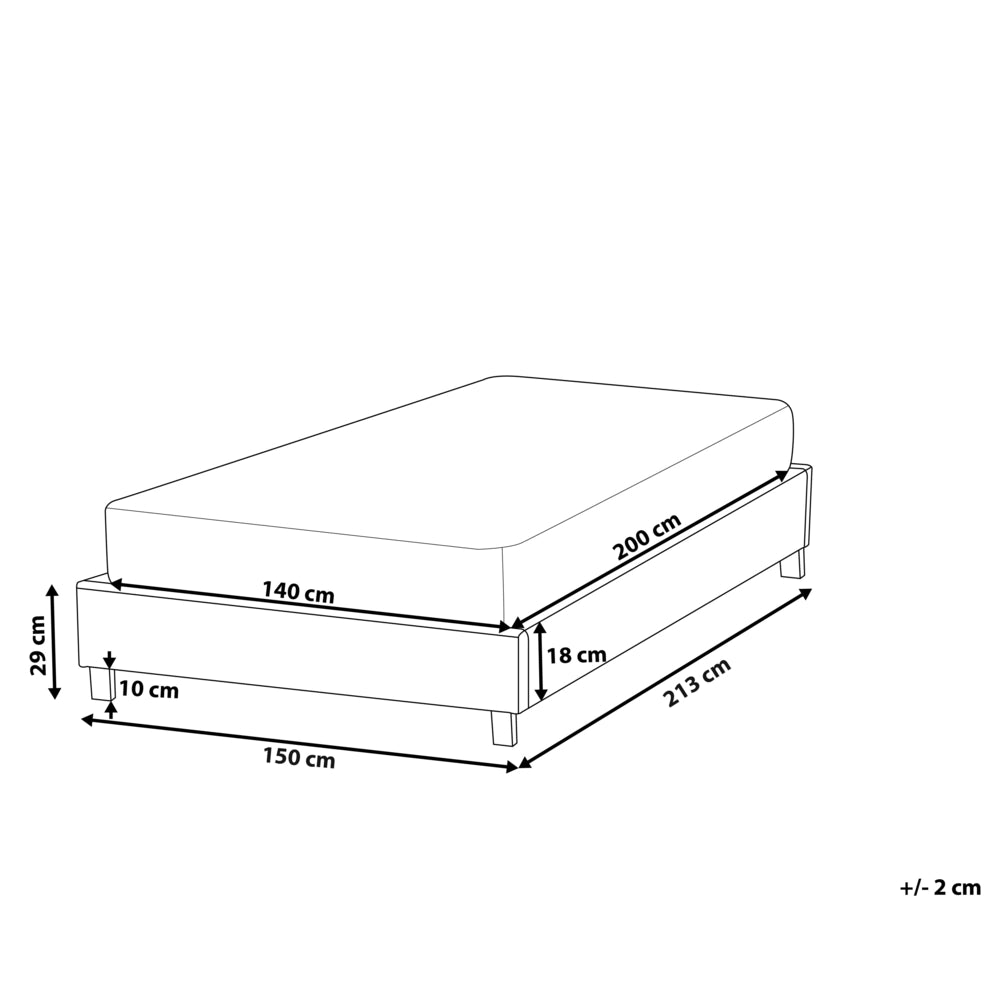 Letto matrimoniale 140 x 200 cm Rete a doghe in tessuto beige chiaro senza testiera