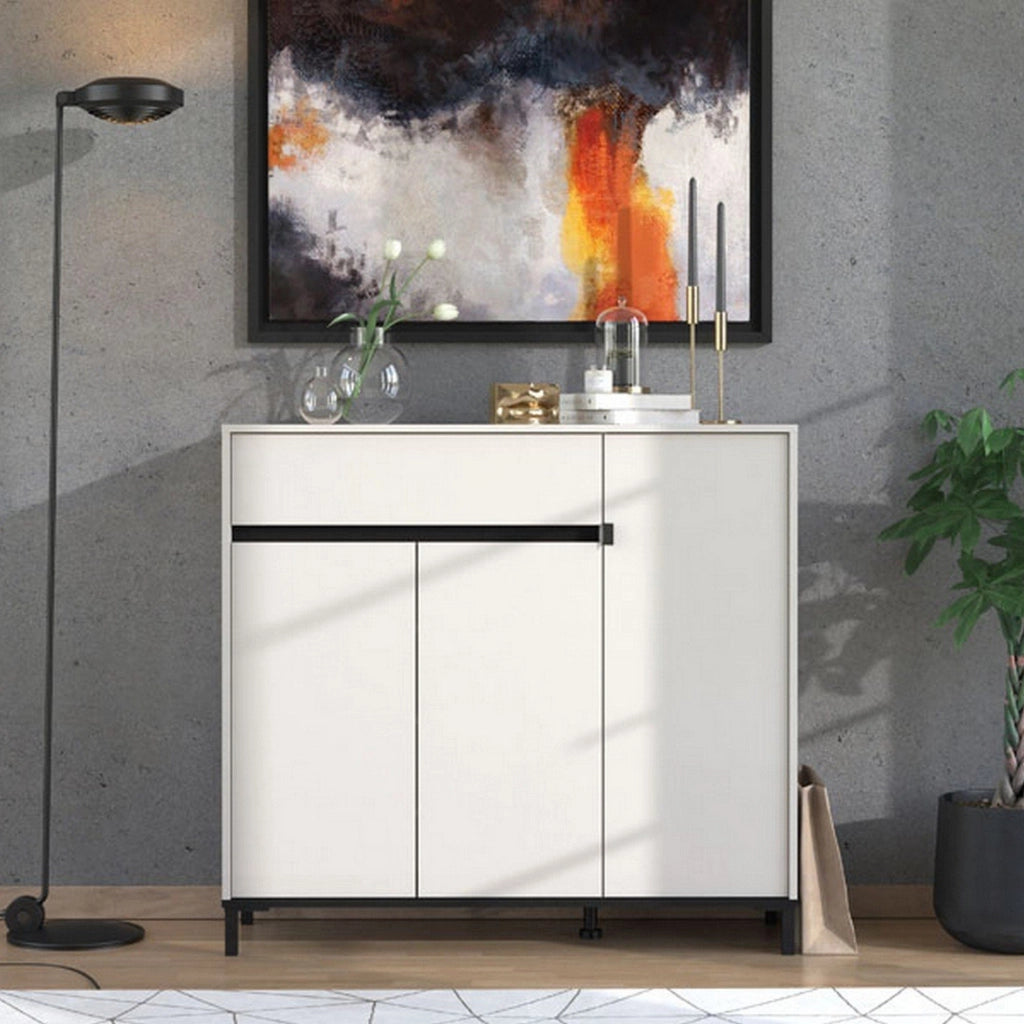 Mobile Portascarpe Orotelli, Scarpiera un Cassetto, 118.5x40x109.5h cm Beige