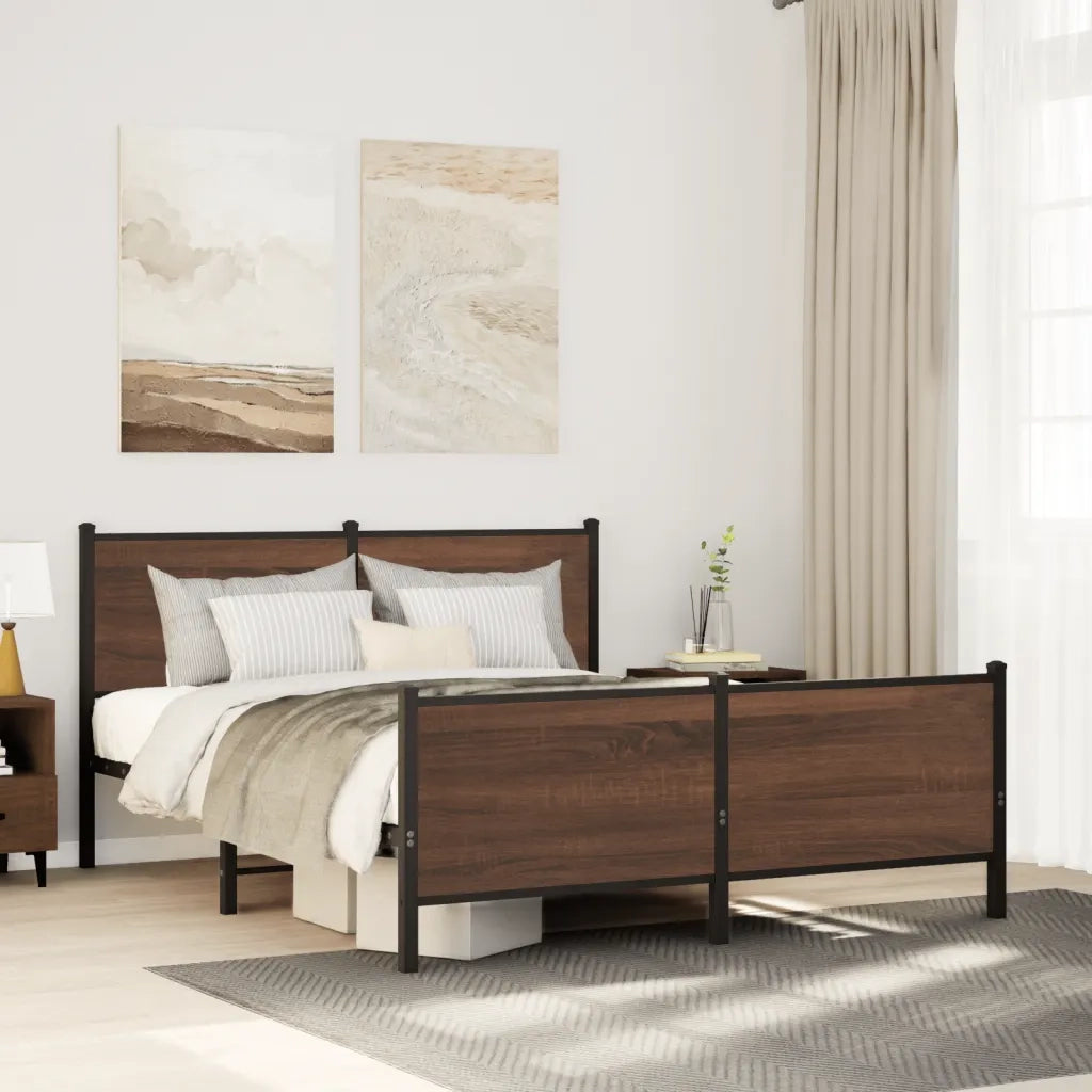 Giroletto senza Materasso in Metallo-Struttura Letto Rovere Marrone 150x200 cm 817152