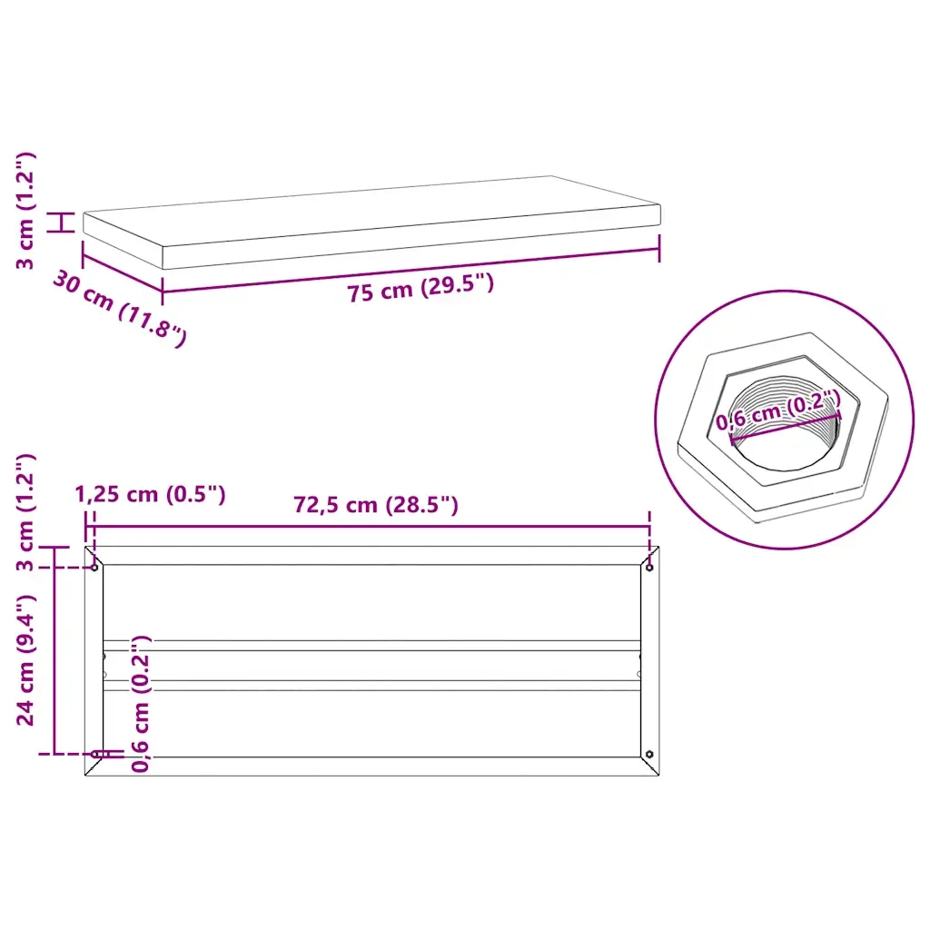 Mensole a Muro 2 pz 75x30 cm Argento in Acciaio Inossidabile 30282