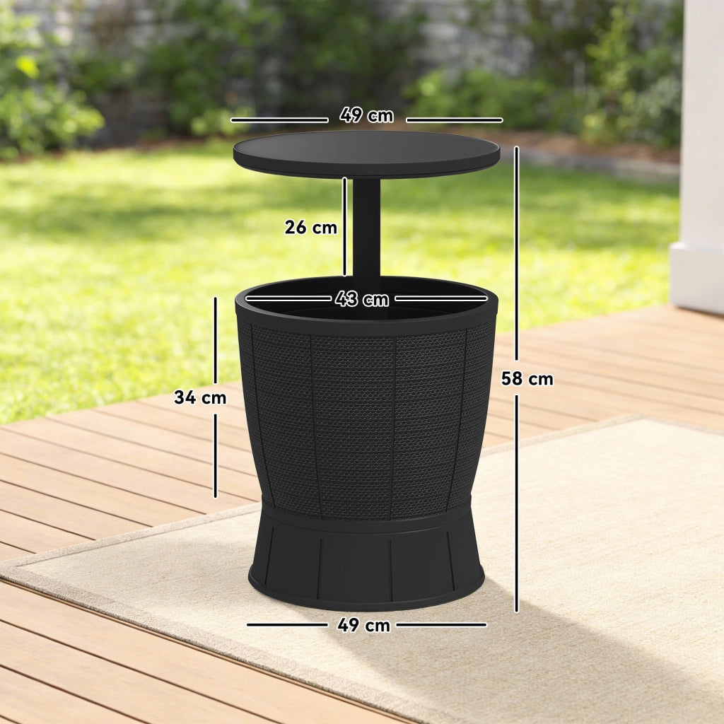 Tavolo da giardino con secco per ghiaccio ¨C zephmum ¨C nero, ?49x58-84cm