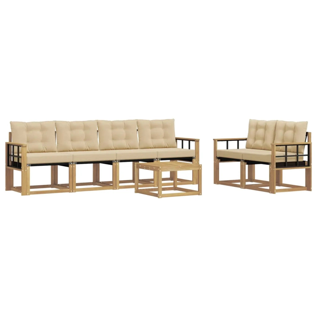 Set di divani da esterno 7 pz Bianco e Beige 3389243