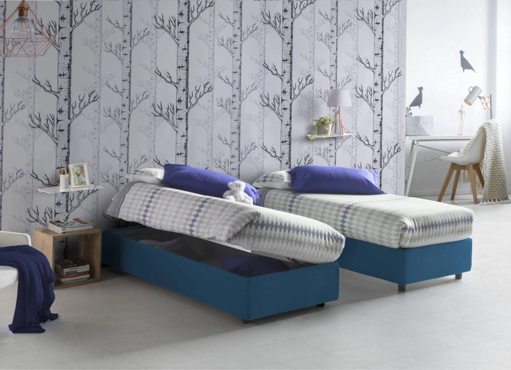 Ariba, Letto Piazza e Mezza Sfoderabile Made in Italy, blu
