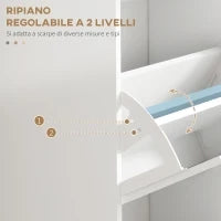 Scarpiera Moderna con 3 Cassetti Ribaltabili per 15 Paia di Scarpe e Ripiano Regolabile, 54x24x117.5cm, Bianco