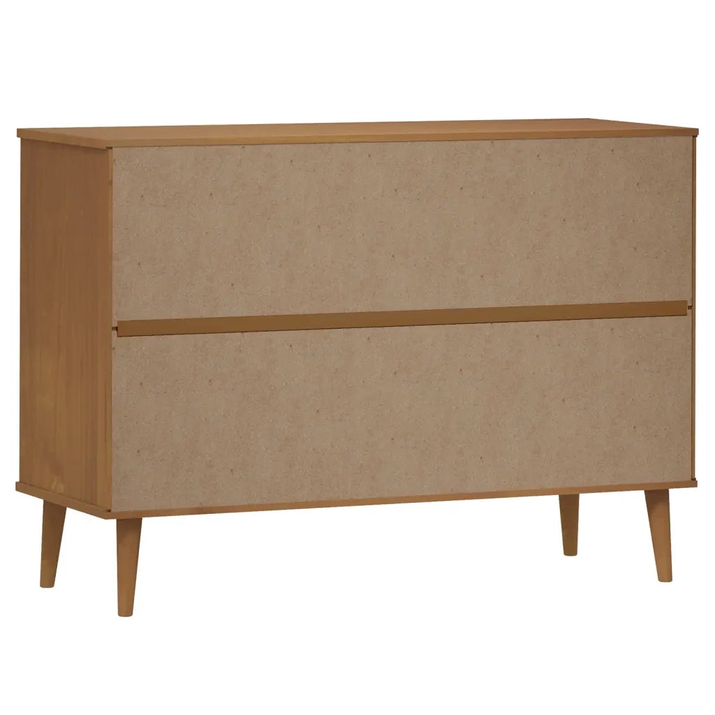 Cassettiera MOLDE Marrone 113x40x80cm in Legno Massello di Pino cod mxl 76665