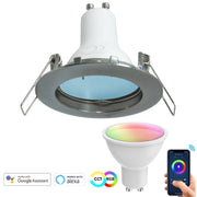 Faretto lampada SMART Alexa Google incasso 6cm luce LED 5W WiFi GU10 RGB CCT da 2700K a 6500K 230V soffitto SILVER
