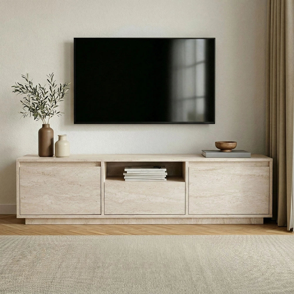Porta TV in legno "Sentinel" - 160 x 30 x 42 cm - Travertino