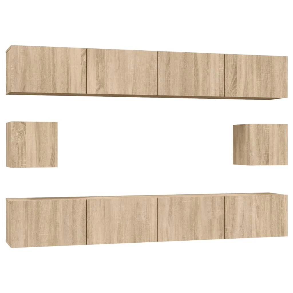 Set di mobili mobile credenza TV televisione soggiorno camera da letto soggiorno 6 pezzi rovere Sonoma multistrato marrone 02_0025121