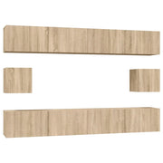 Set di mobili mobile credenza TV televisione soggiorno camera da letto soggiorno 6 pezzi rovere Sonoma multistrato marrone 02_0025121