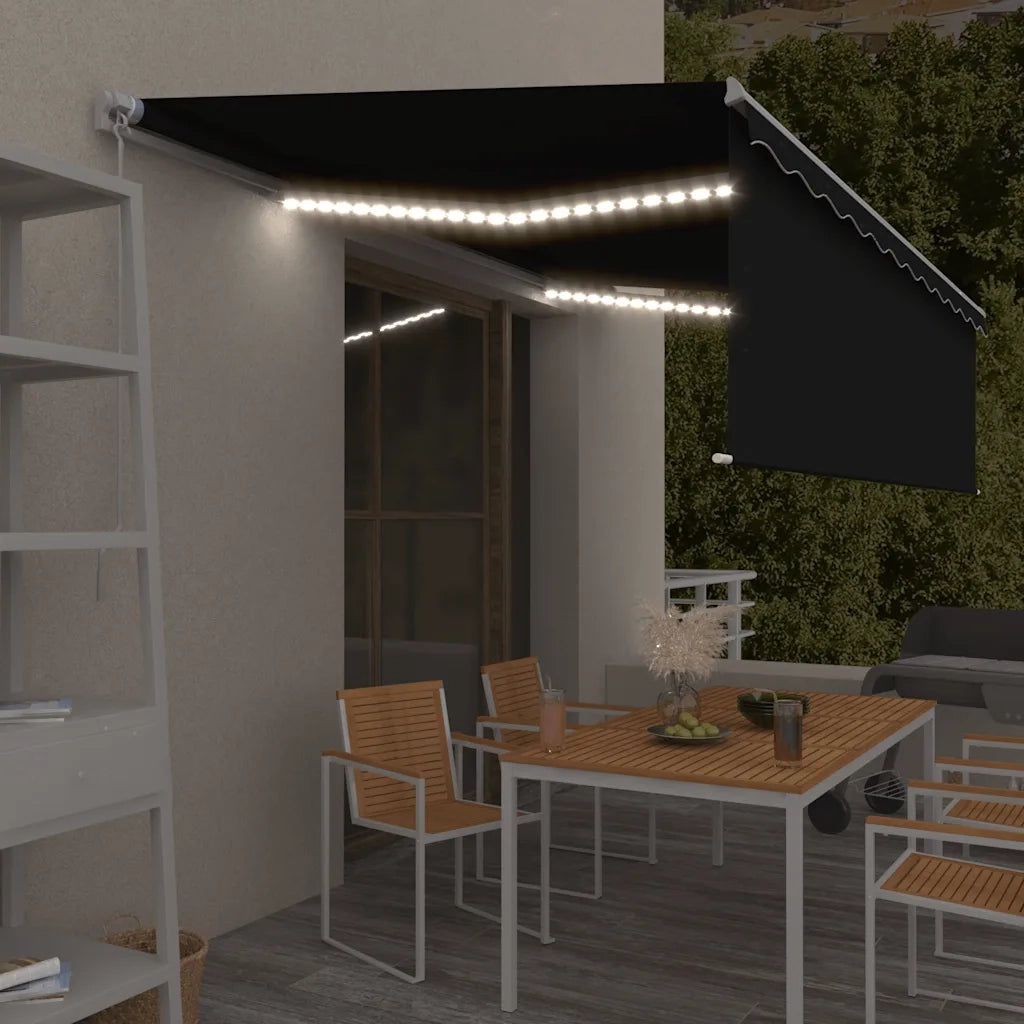 Tenda Retrattile Manuale con Parasole e LED 5x3m Antracite cod mxl 61040