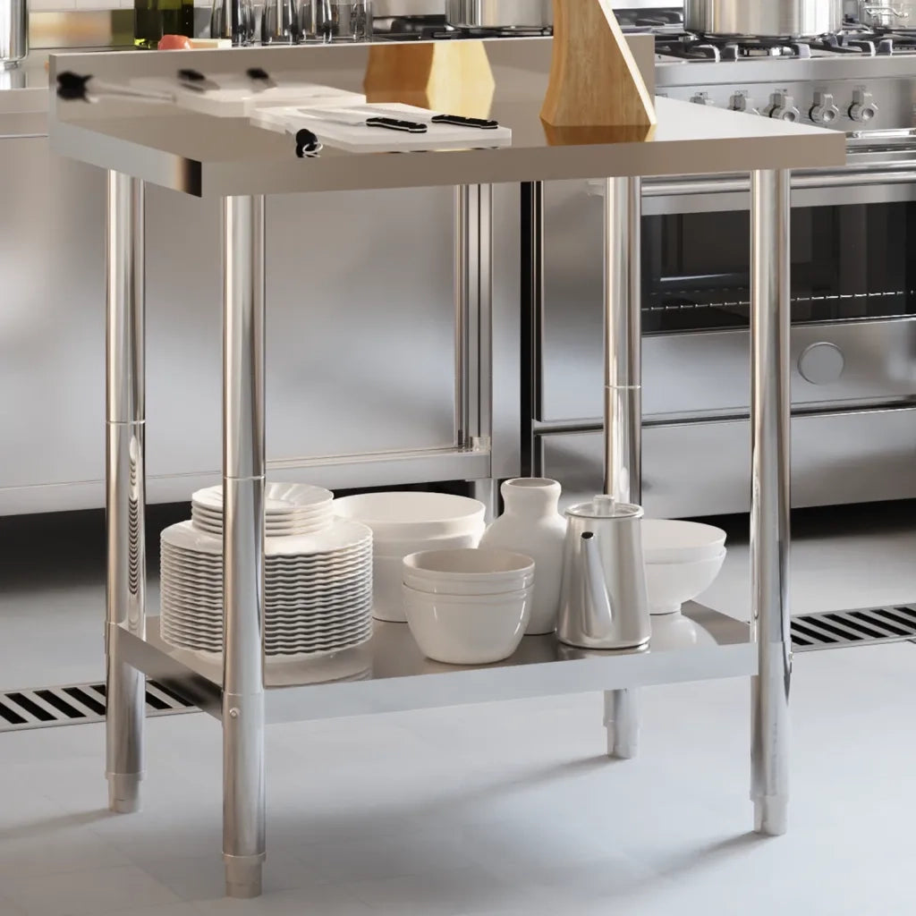 Tavolo Lavoro Cucina con Paraschizzi 82,5x55x93cm Acciaio Inox CFW6188023