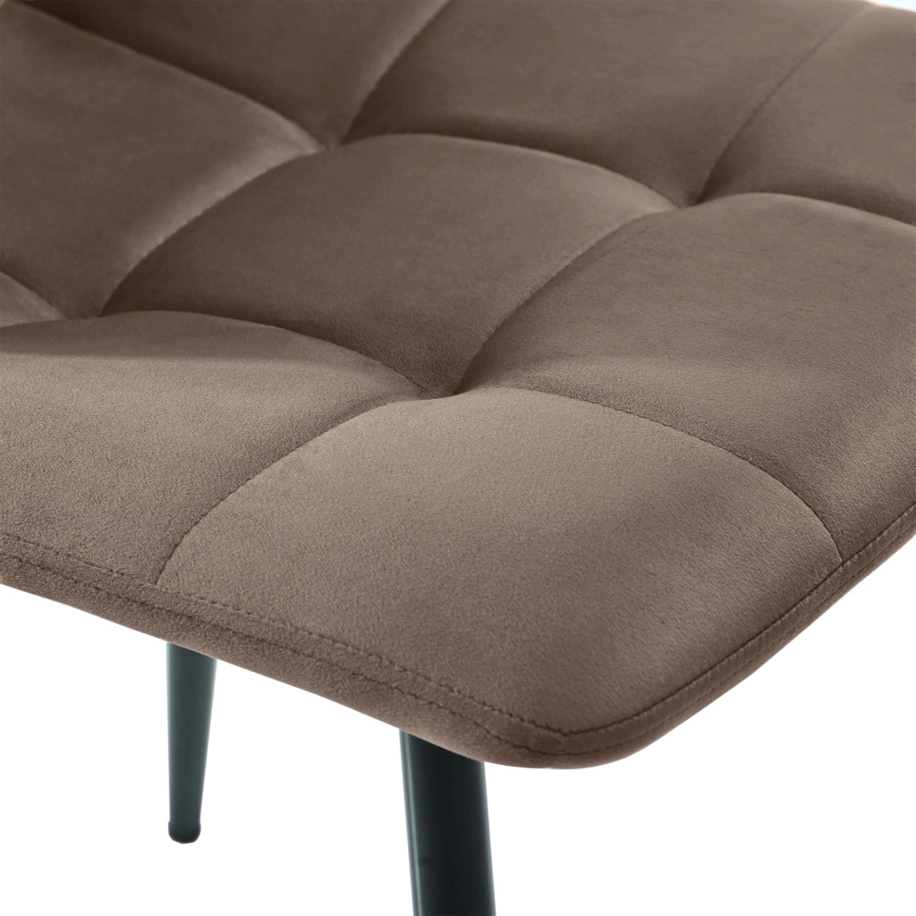 Sedie da pranzo, 4 pezzi in velluto marrone con schienale ergonomico, imbottitura e gambe in metallo, portata 150 kg