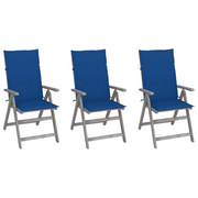 Sedie da Giardino Reclinabili 3 pz con Cuscini Massello Acacia cod mxl 6410