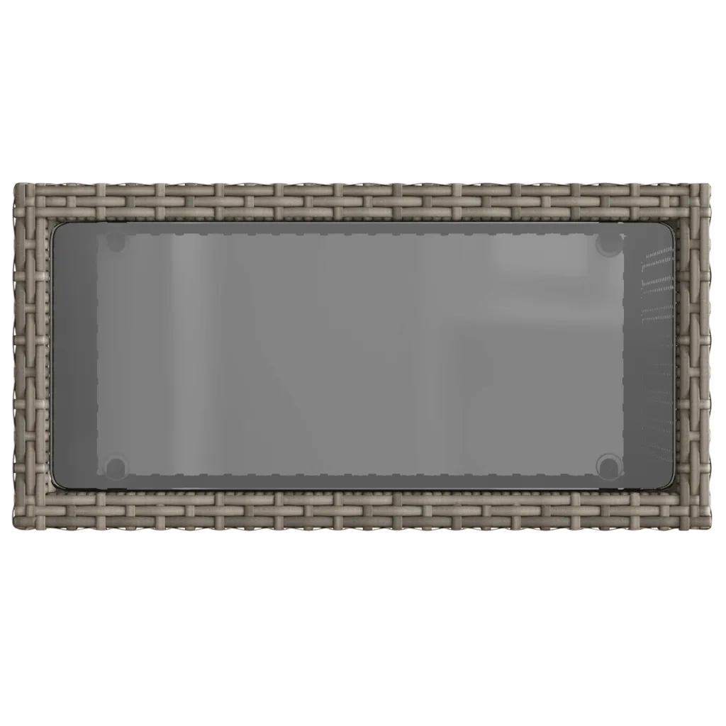 Tavolino Giardino Piano Vetro Grigio 58x27,5x55 cm Polyrattan 366133