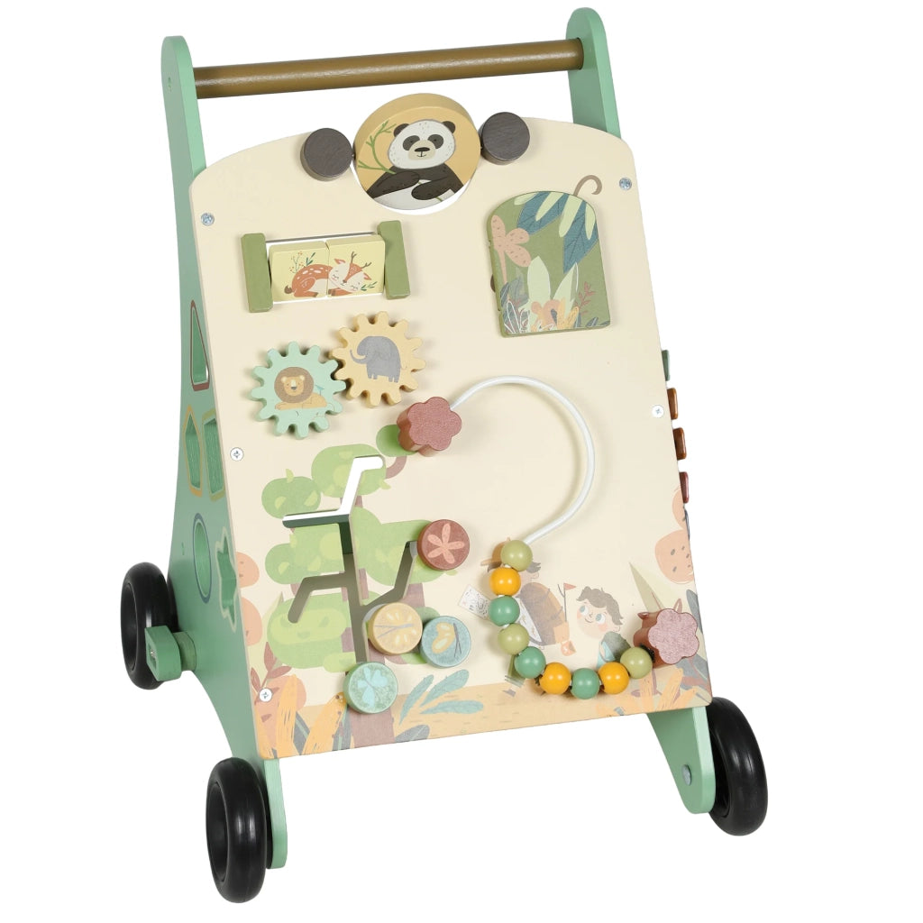 Girello per neonati carrello primi passi 33.5 x 36 x 46.8 cm controllo della velocità ruote silenziose scandinavo in legno verde 21_0000759