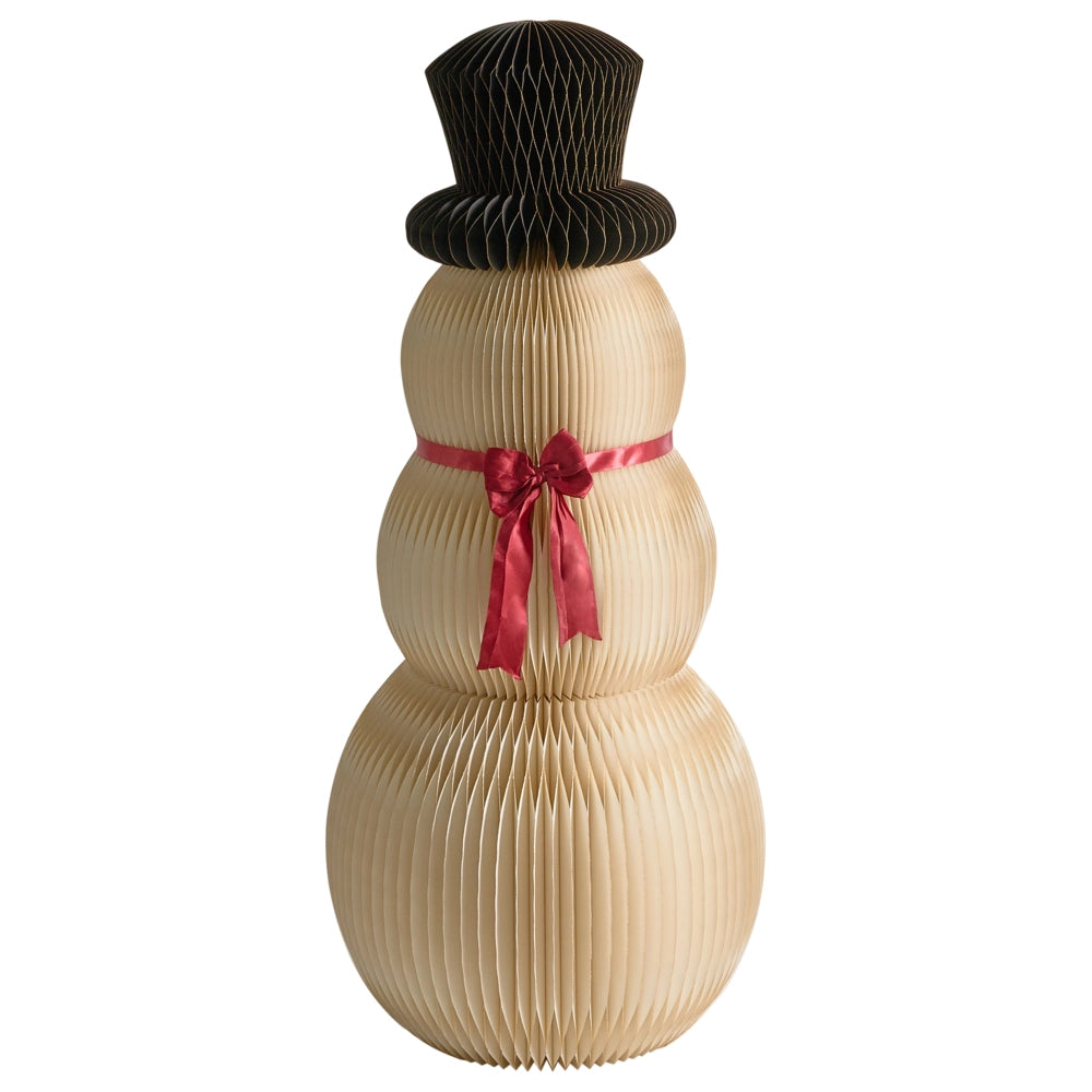 Set di 2 statuine natalizie Pupazzo di neve Beige Carta a nido d'ape Effetto 3D Stile Origami Motivo festivo
