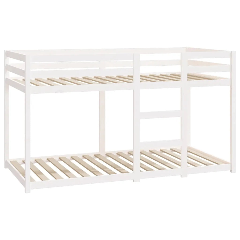 Letto a Castello senza Materasso-Struttura Letto a Castello Bianco 90x190cm Massello Pino 309344