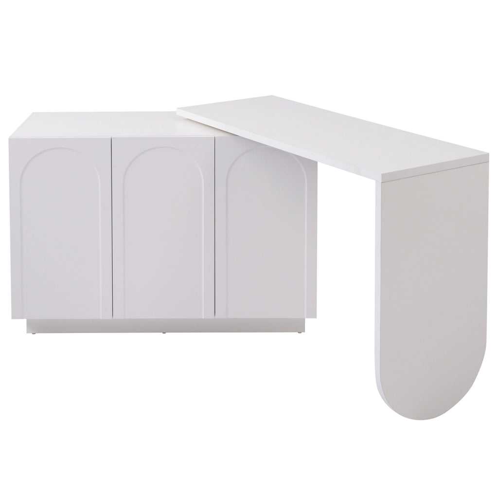 Scrivania girevole 110x40x75 cm multifunzione in MDF bianco
