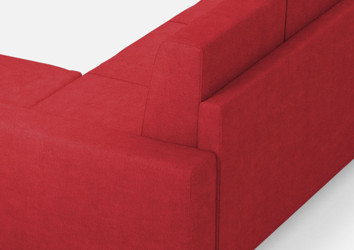 Divano 3 Posti con Pouf 208x155x85 cm Sakar in Tessuto Rosso