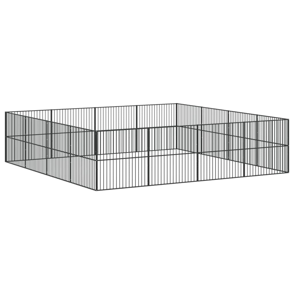 Box per Cani 16 Pannelli Nero Acciaio Zincatocod mxl 87585