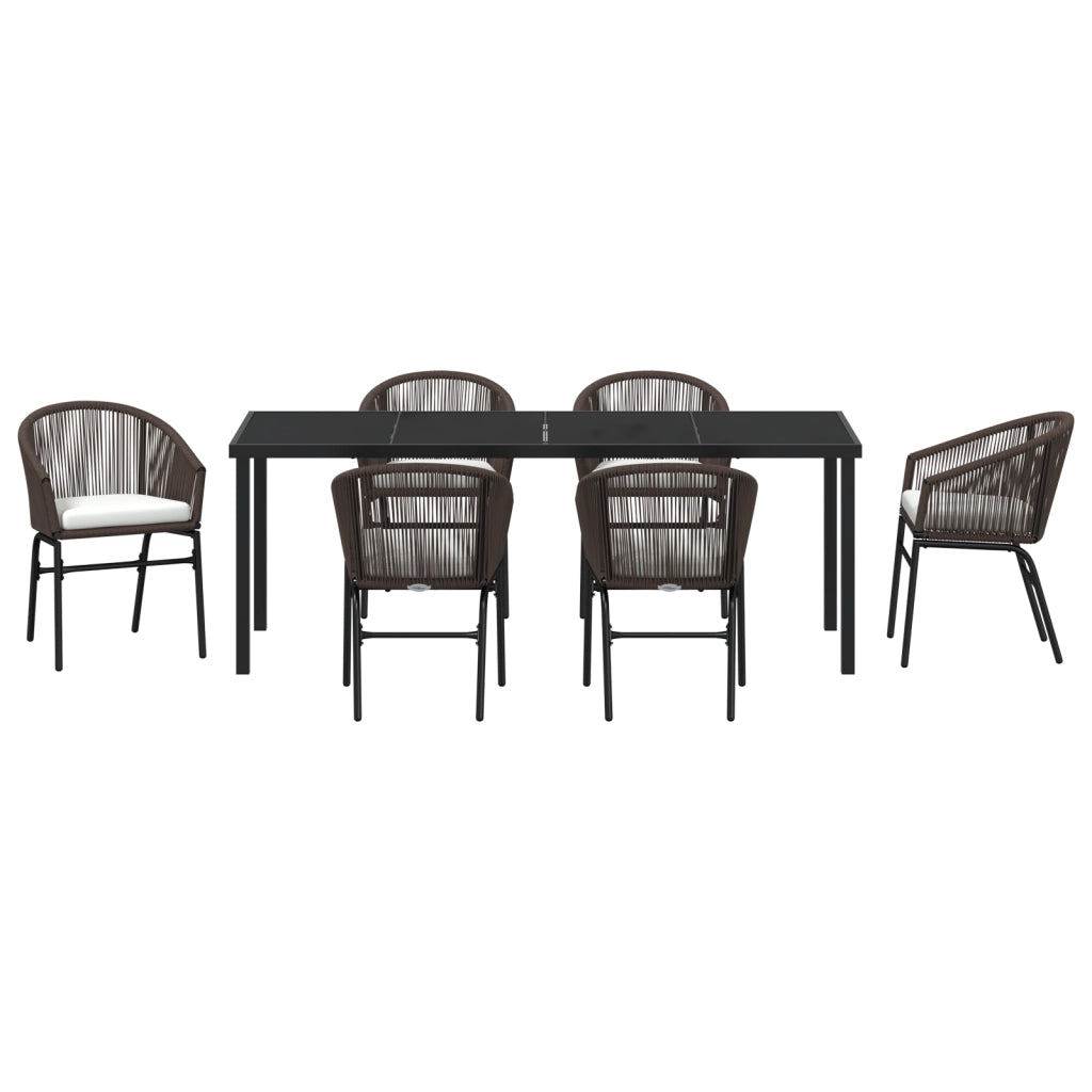 Set da Pranzo da Giardino in 7 Pezzi Rattan PE Marrone